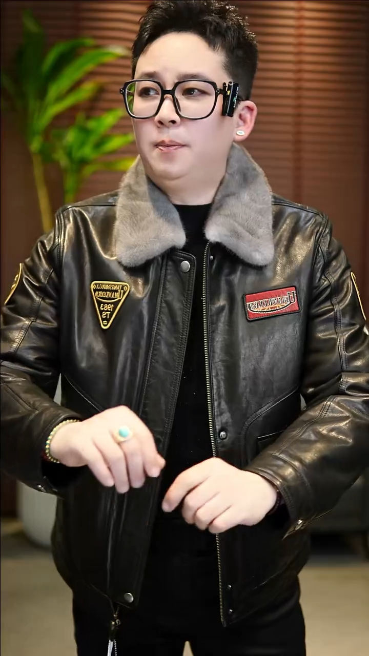 50码（115-135斤）内里水貂真皮夹克