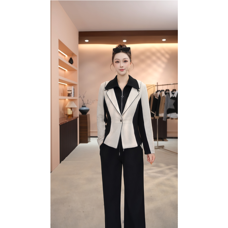 【MM.Studio】冬季新款重工系列长袖卫衣翻领重工卫衣套装-MM126