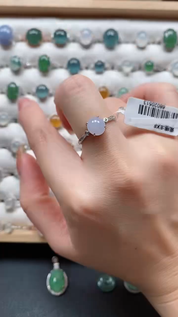 【闪购商品】翡翠戒指银S925镶嵌一物一证一礼盒