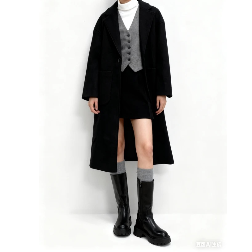 【Real&CTC】2025年新款呢子挺阔正肩修身高级感拉毛大衣外套