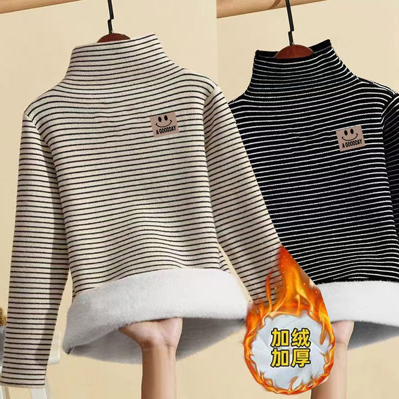 德绒打底衫内搭男女儿童半高领加绒加厚保暖上衣爆款洋气长袖t恤