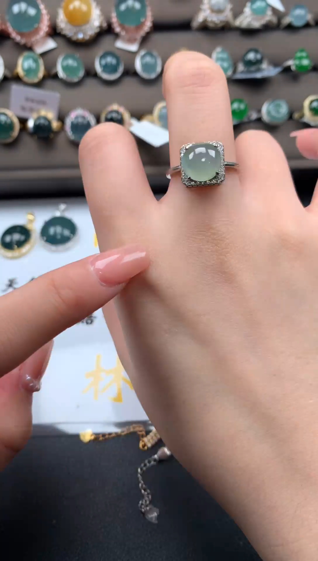 【闪购商品】翡翠戒指银S925镶嵌54211