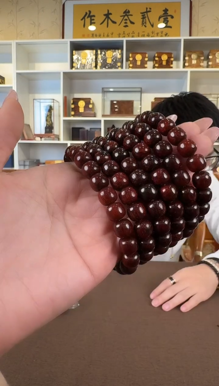 檀香紫檀（小叶紫檀）9*10 老型单圈手串