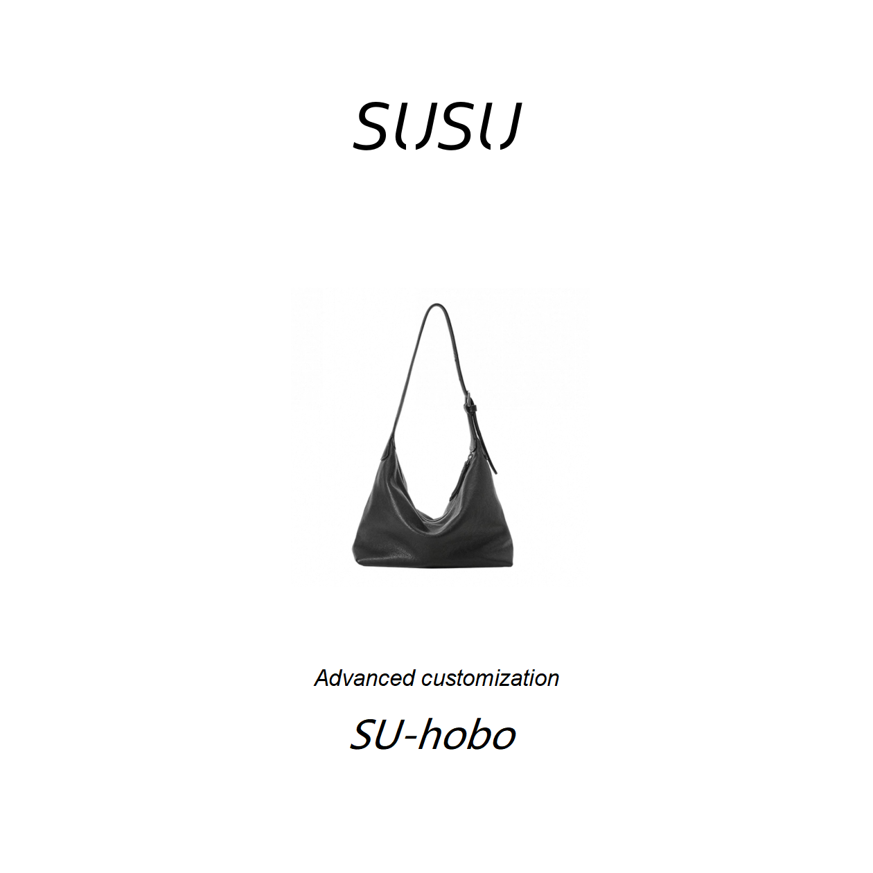 苏苏【SU-HOBO】头层胎牛皮 植鞣皮工艺 拉链开合 单肩腋下包