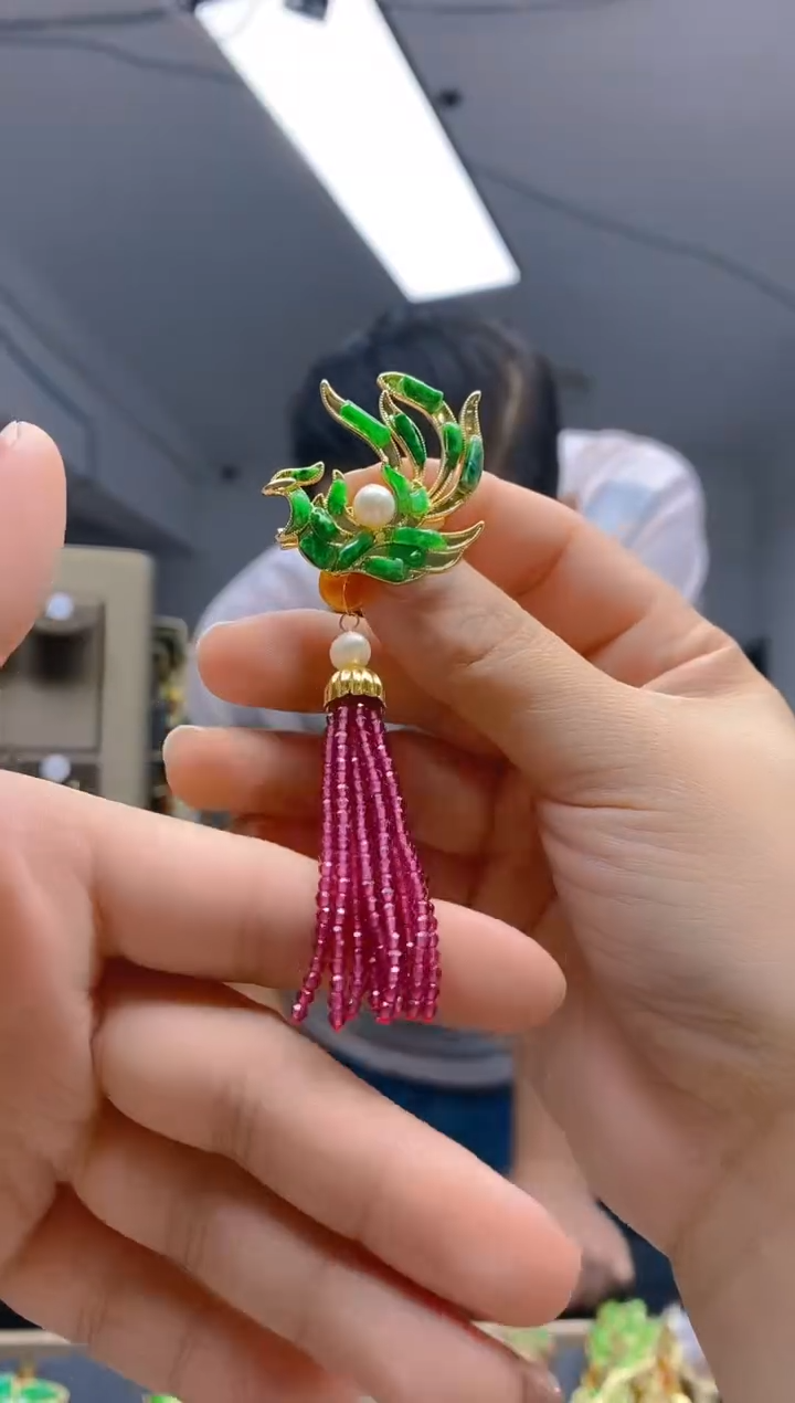 【闪购商品】翡翠耳饰合金0108翡翠胸针