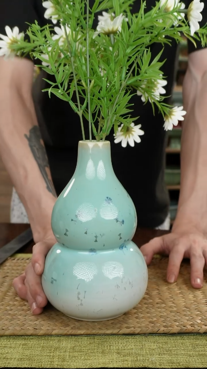 陶瓷一件包邮结晶釉葫芦18cm微瑕