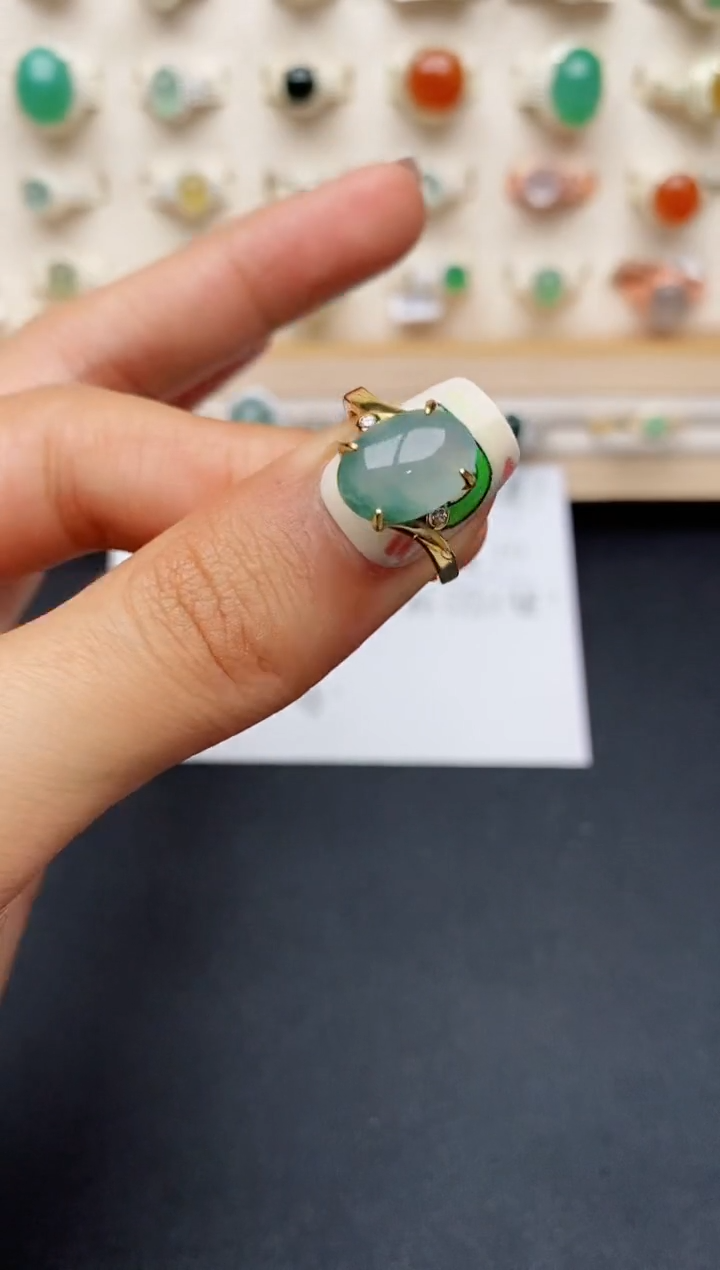 【闪购商品】翡翠戒指银S925镶嵌缅甸翡翠