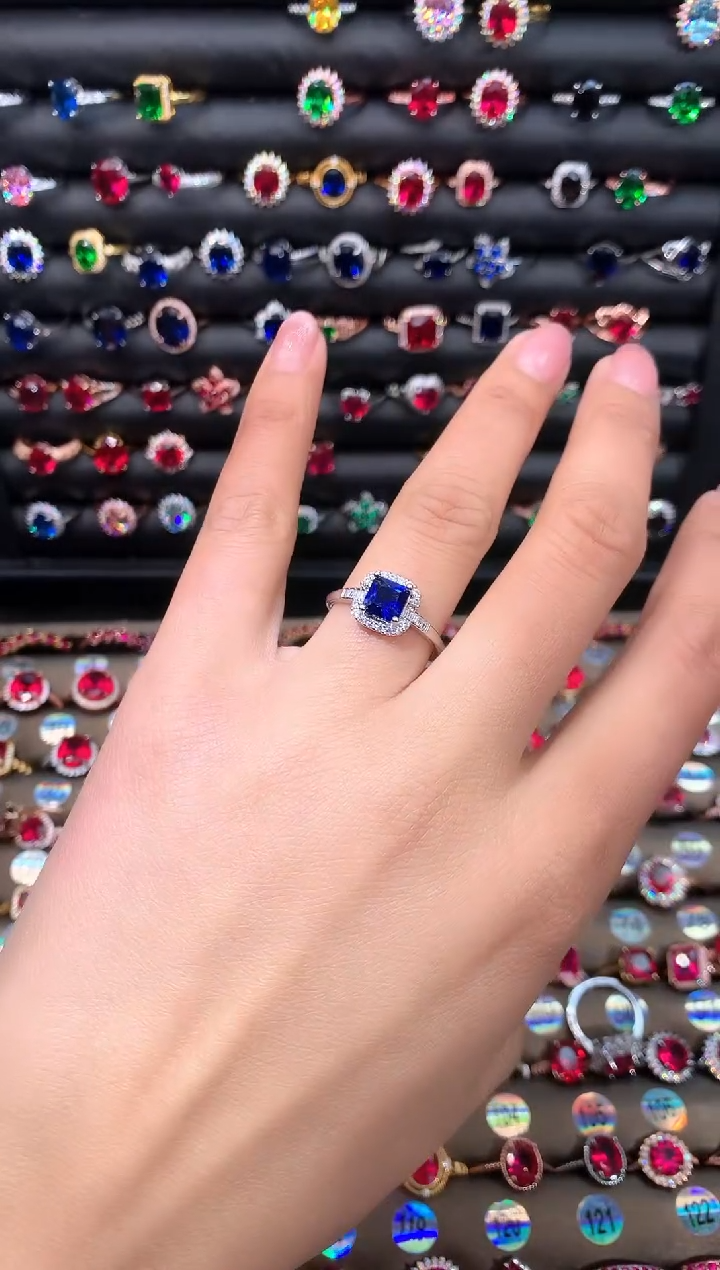 【闪购商品】蓝宝石戒指银S925镶嵌6