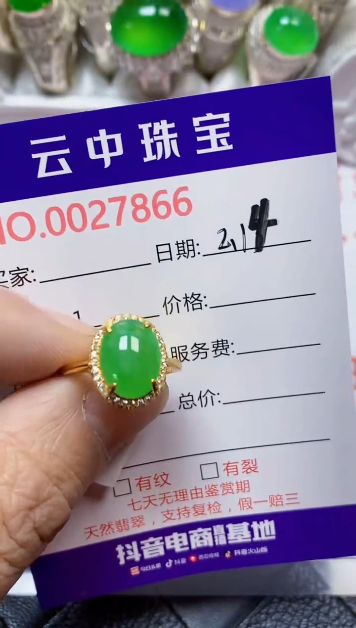 【闪购商品】翡翠戒指银S925镶嵌/7866