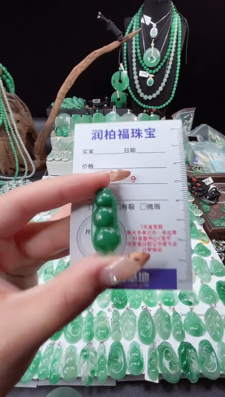 吊坠(赠链)未镶嵌石英质玉（非洲翠）9.206豆子