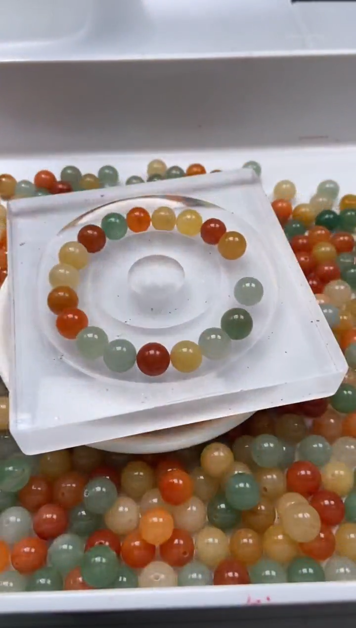 颈饰未镶嵌石英岩玉W3324-三彩金丝玉10mm*10颗