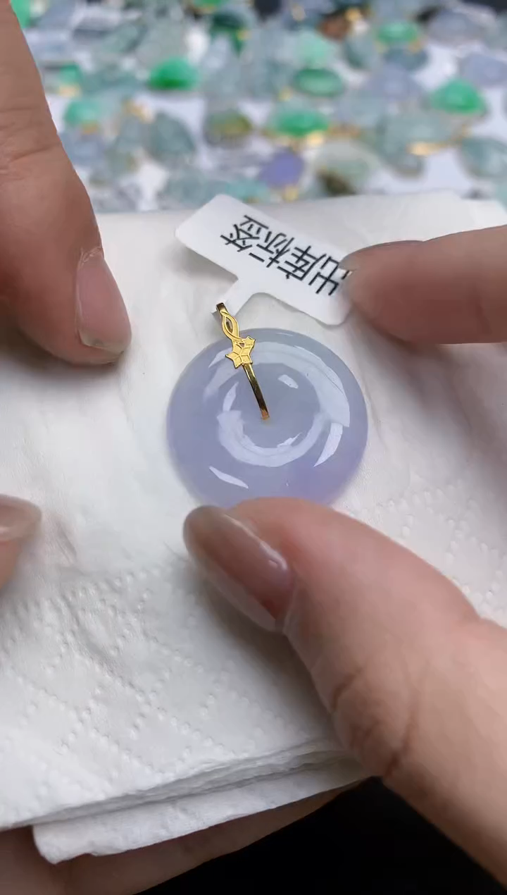 【闪购商品】翡翠颈饰18K金镶嵌天然缅甸翡翠A货