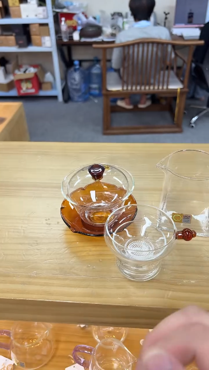 禾器-荷叶盖碗-琥珀色+瀚然茶海+