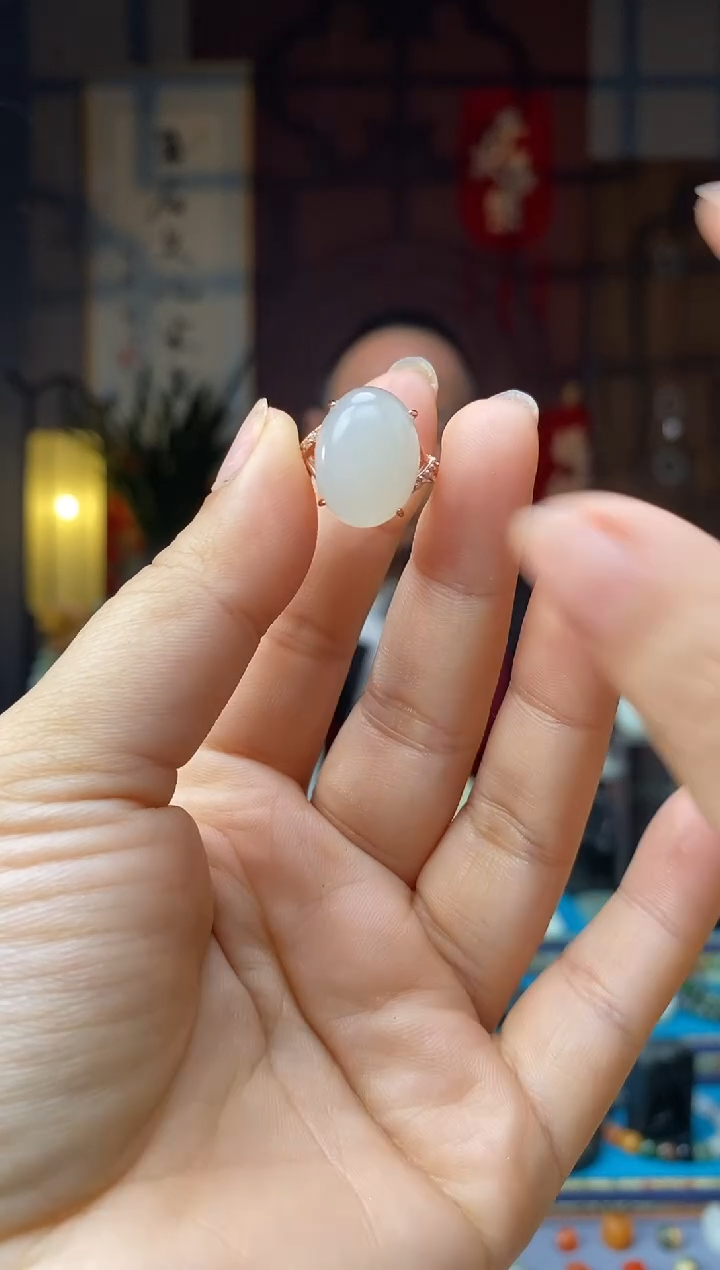 【闪购商品】和田玉戒指银S925镶嵌戒指