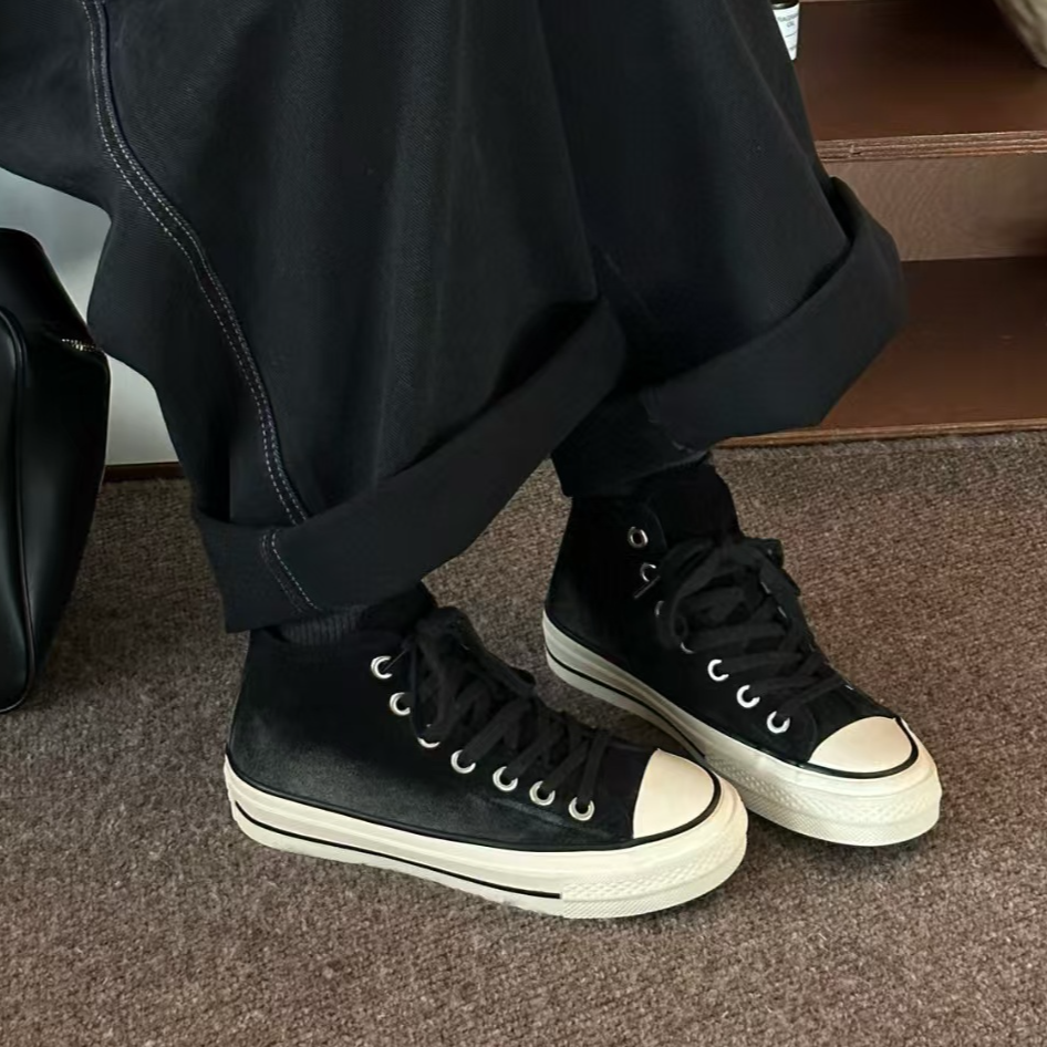 【TR7900-835】真皮~  高帮做旧擦色鞋秋冬磨砂真皮休闲运动滑板鞋