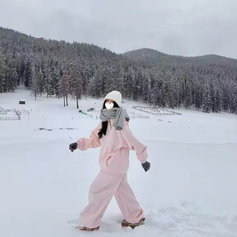 韩系ins百搭宽松加绒加厚休闲保暖套装宽松版型82219