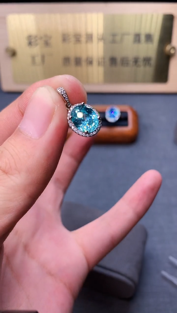 彩色蓝宝石颈饰银S925镶嵌54320