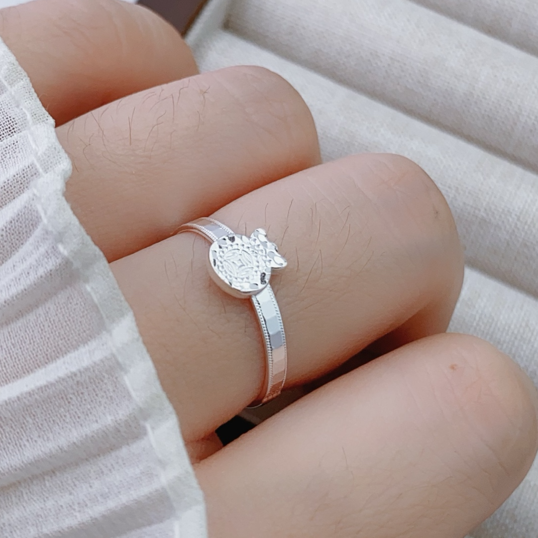 足银戒指 CNC福袋戒指纯银990时尚百搭戒可调节礼物气质食指戒