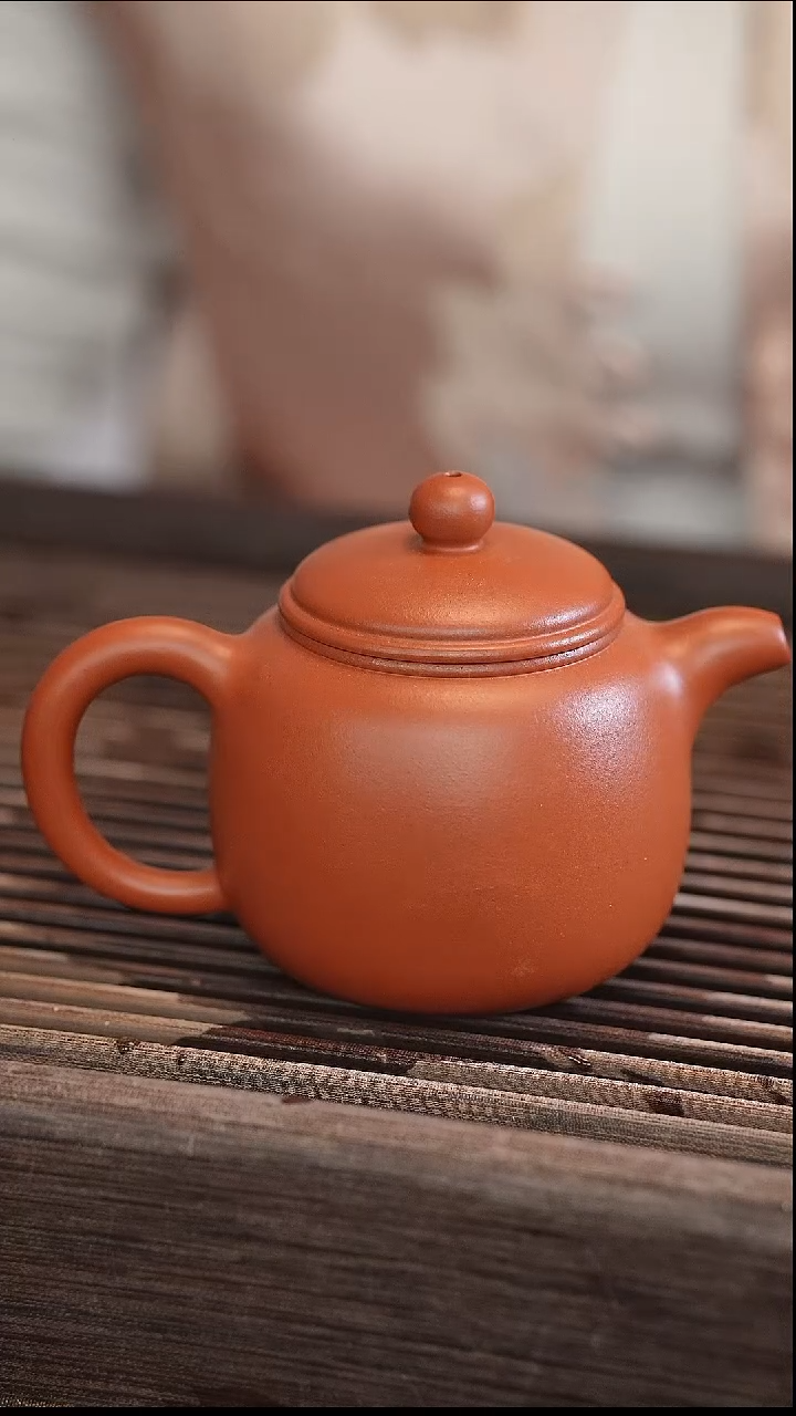 茶壶紫砂匏尊 朱泥 半手工 180cc