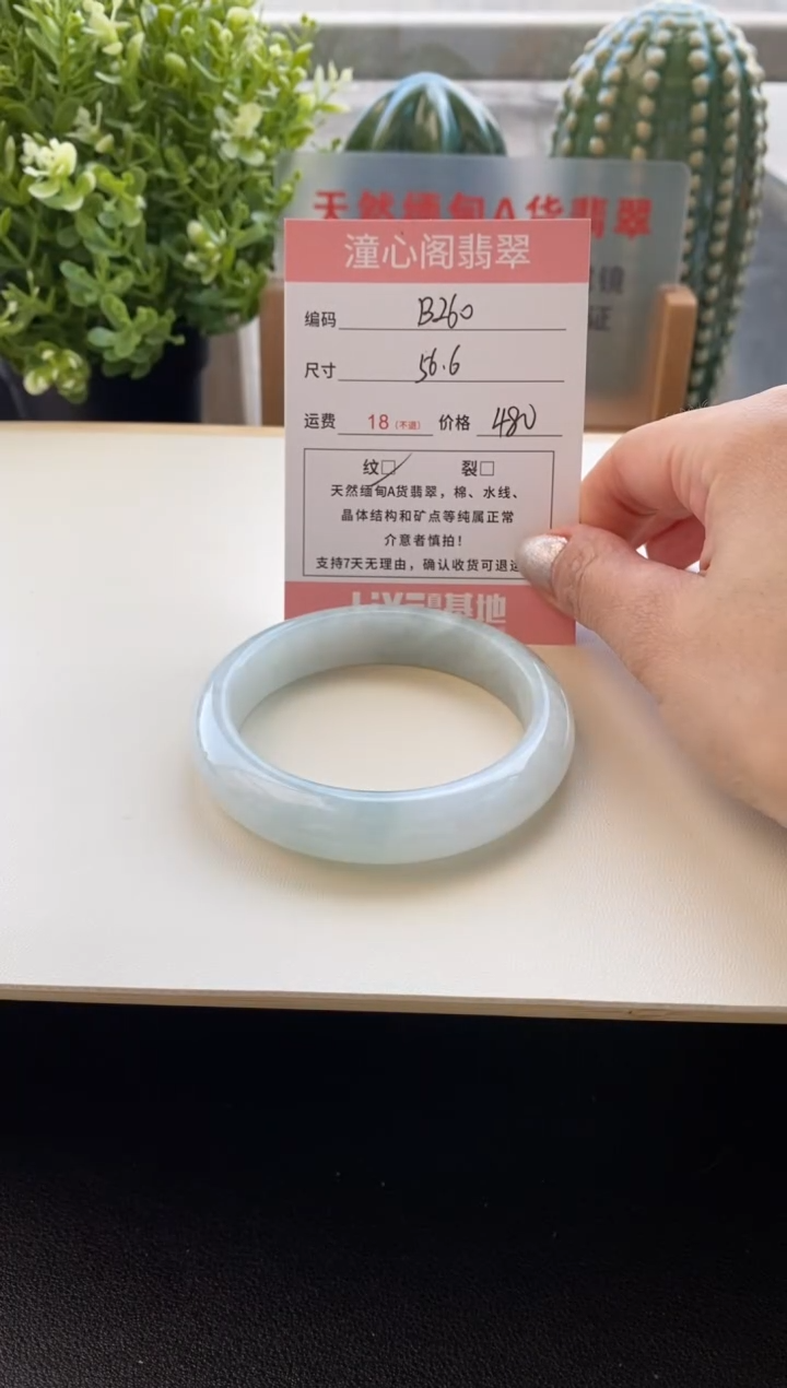 未镶嵌手镯翡翠圈口56.6编码B260