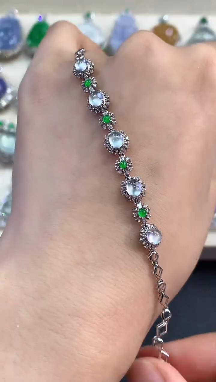 【闪购商品】翡翠手链18K金镶嵌 C143