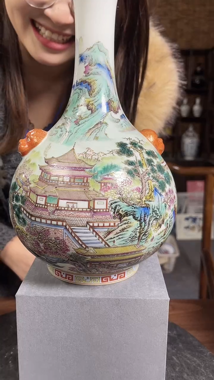 红星严选交流瓷器珐琅彩蒜头瓶