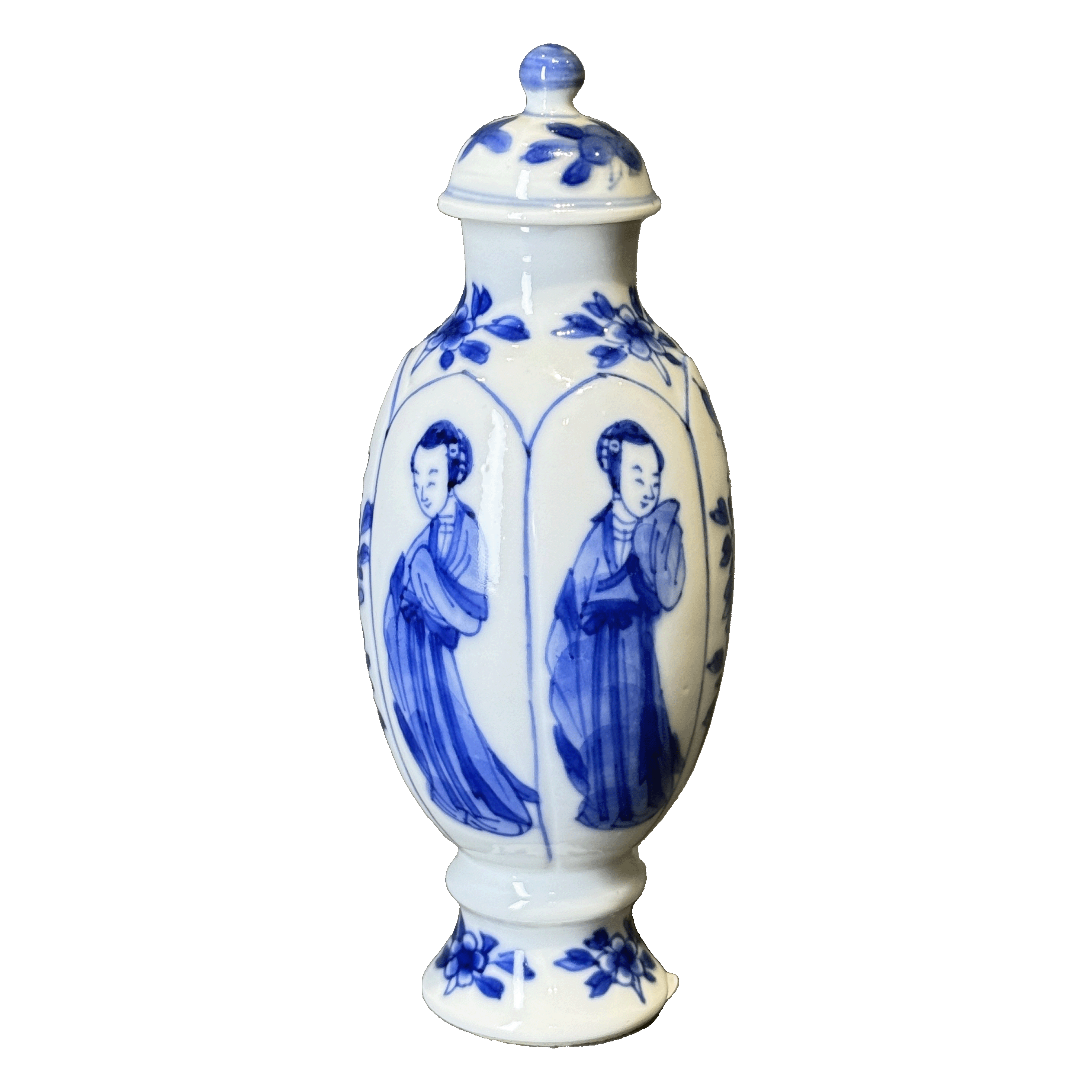 26111024t青花仕女纹盖瓶