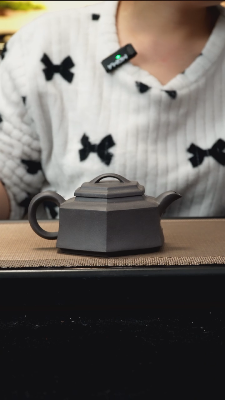 紫砂茶盏清灰六方井栏300CC微瑕