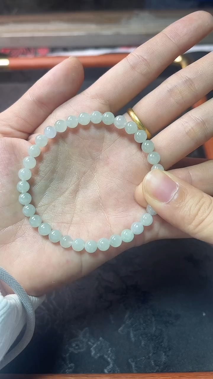 未镶嵌定制翡翠冰晴底手串卡5.7