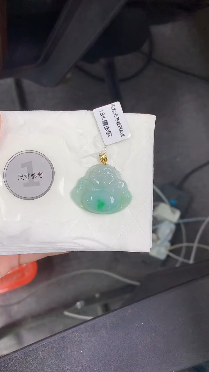 颈饰18K金镶嵌翡翠天然缅甸A货百元以上9元证书费自理