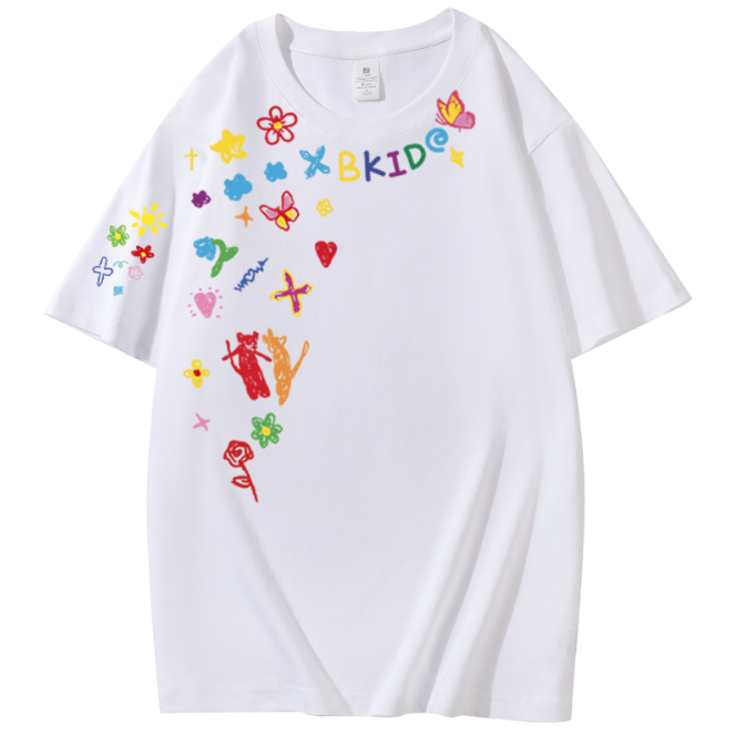 【数码印花】新款休闲短袖T恤情侣同款半袖宽松柔软潮款T恤-花