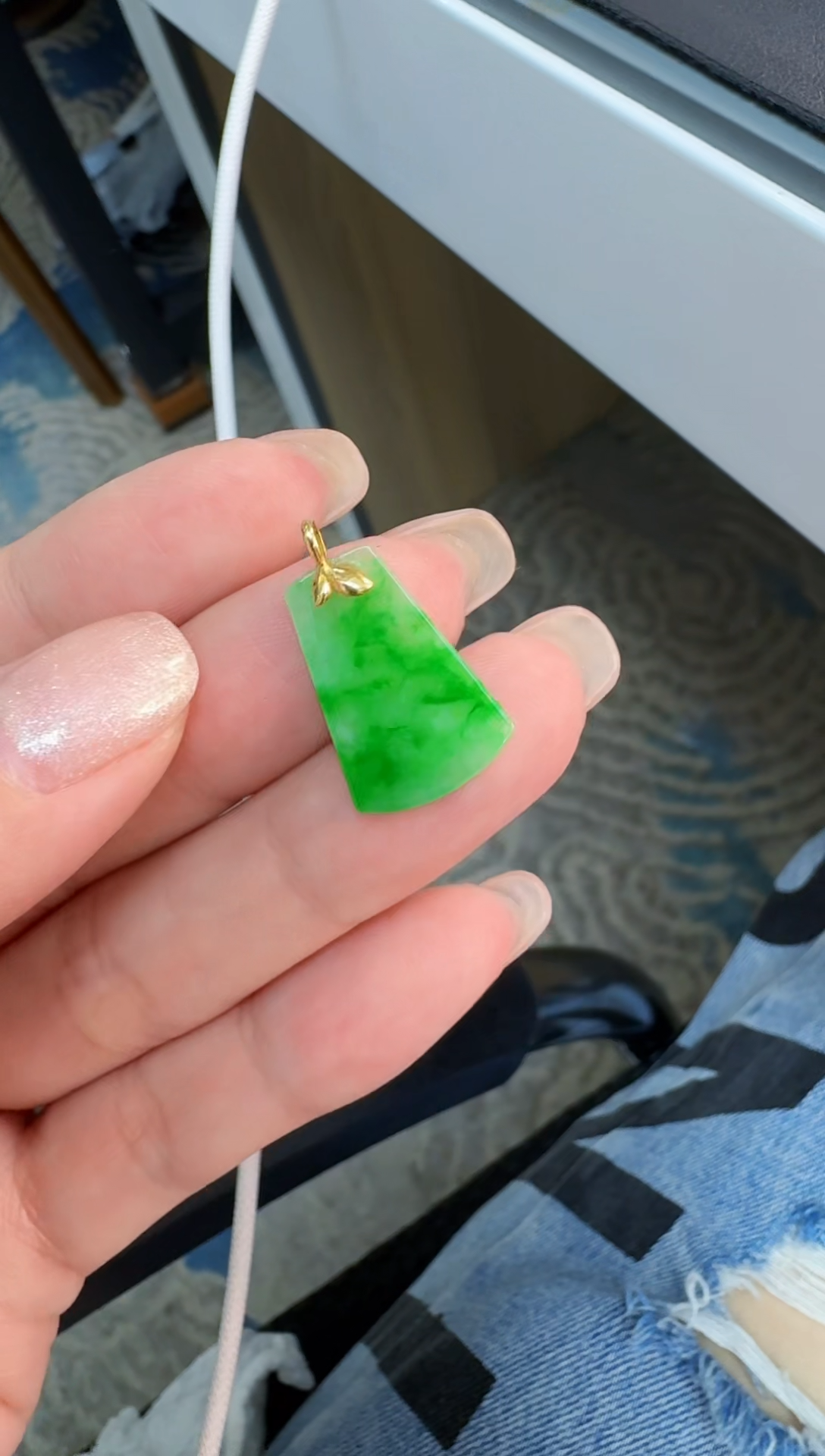 翡翠18K金镶嵌颈饰缅甸翡翠A挂件