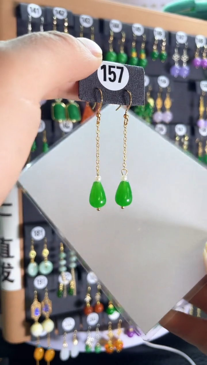 【闪购商品】翡翠耳饰银S925镶嵌157    