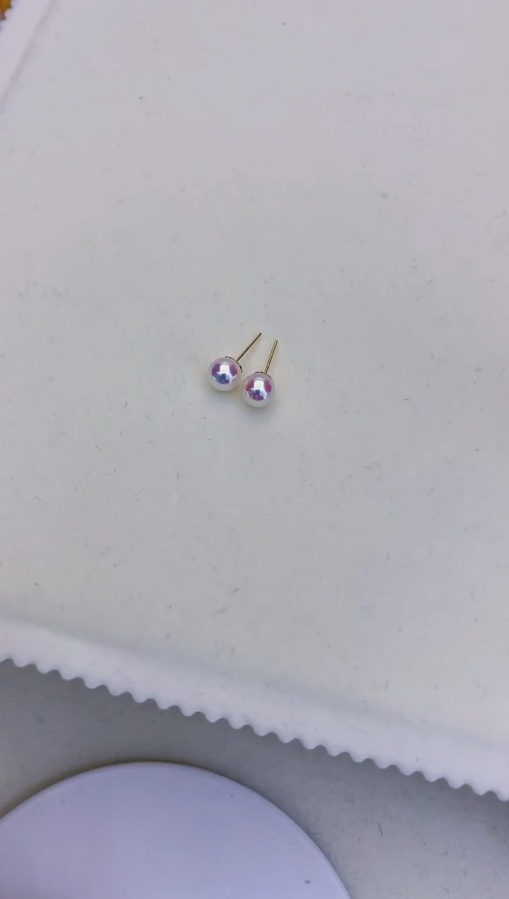 18K金镶嵌海水珍珠饰品5-6素钉定制