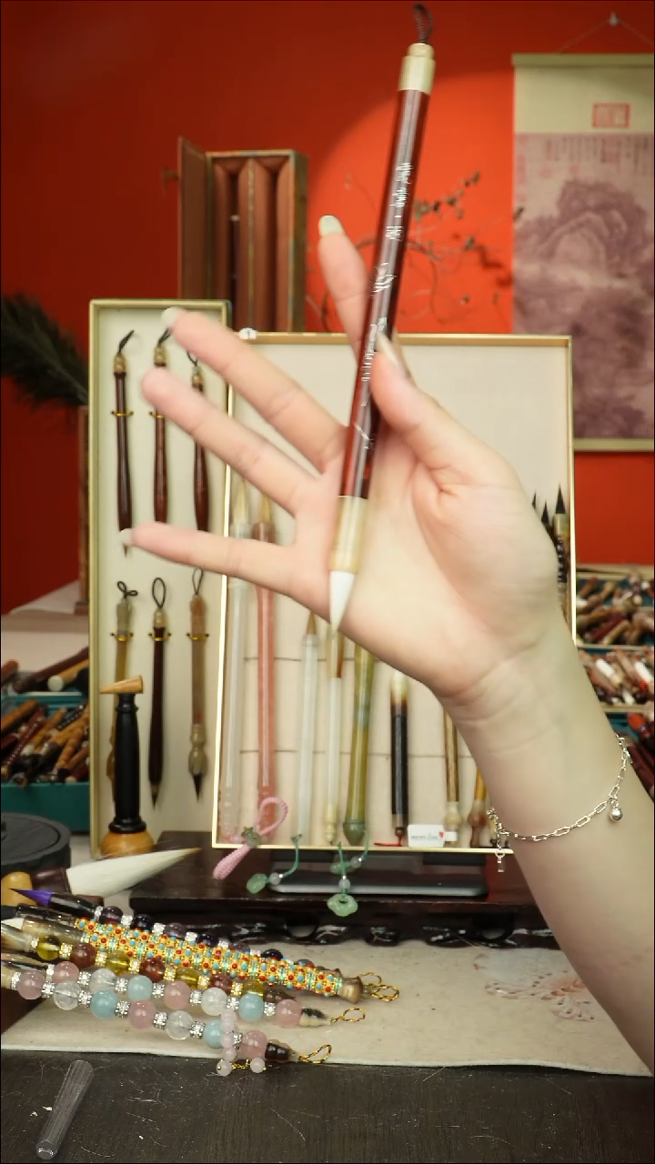 327号闪孤品高货毛笔链接 清水试笔 蘸墨不退