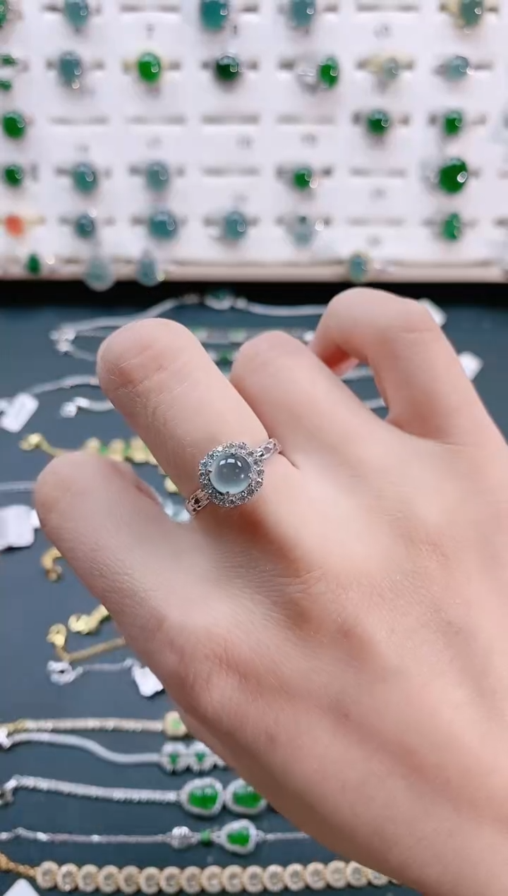 【闪购商品】翡翠戒指银S925镶嵌天然翡翠