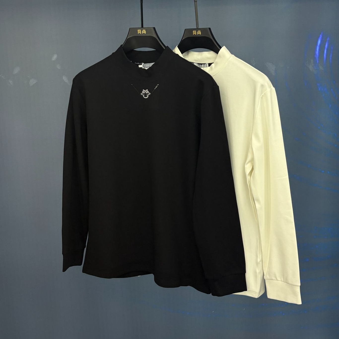 25年冬新款兰鲸木代尔时尚潮牌青年中领长袖单面加绒修身卫衣男