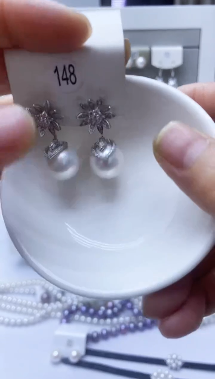 【闪购商品】淡水珍珠耳饰银S925镶嵌148