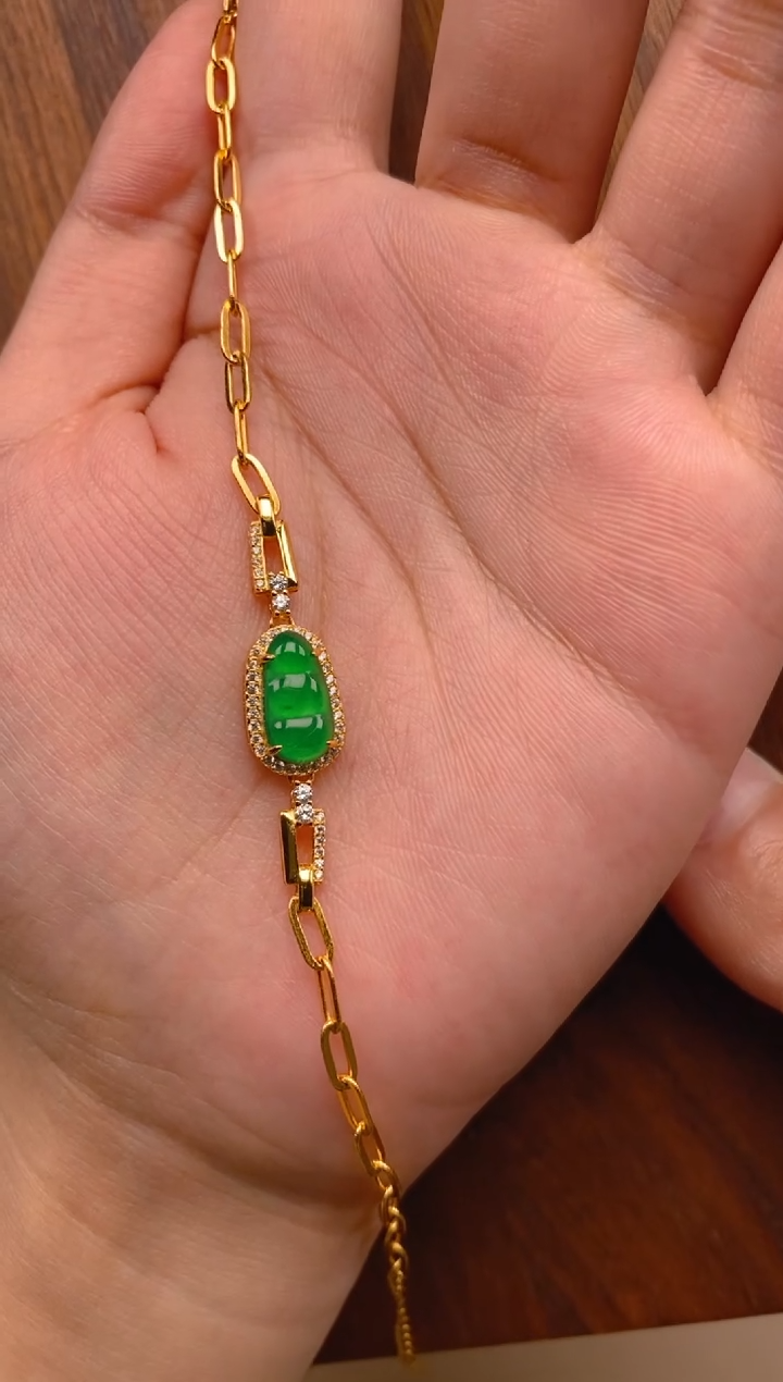 【闪购商品】翡翠手链银S925镶嵌豆子手链