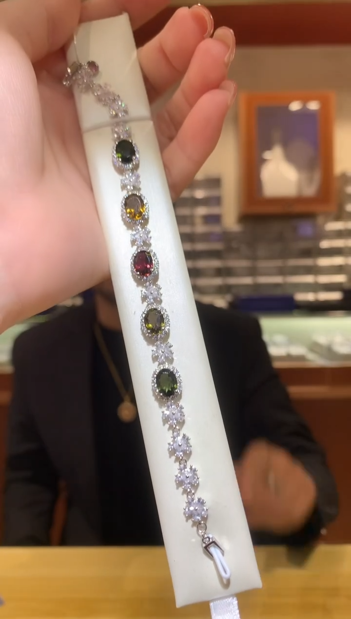 银S925镶嵌手链碧玺【宝石世家严选】