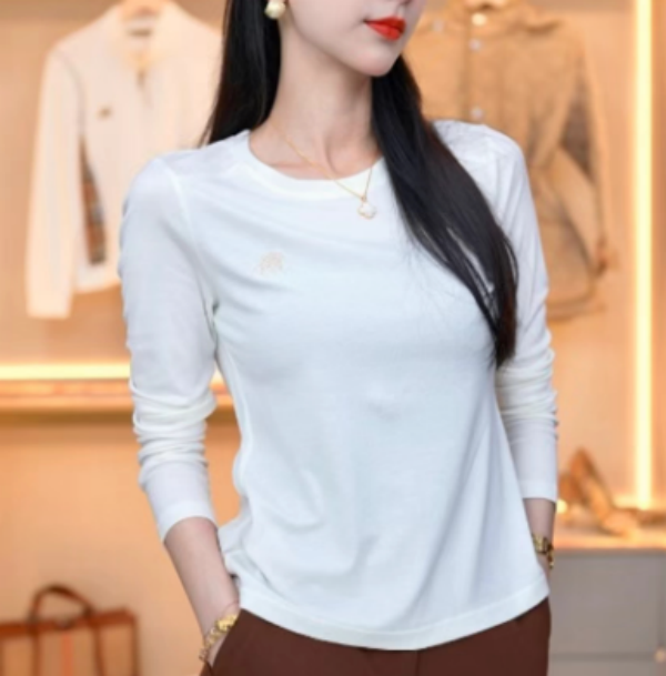 [冰淇淋]春秋季新款百搭长袖刺绣上衣