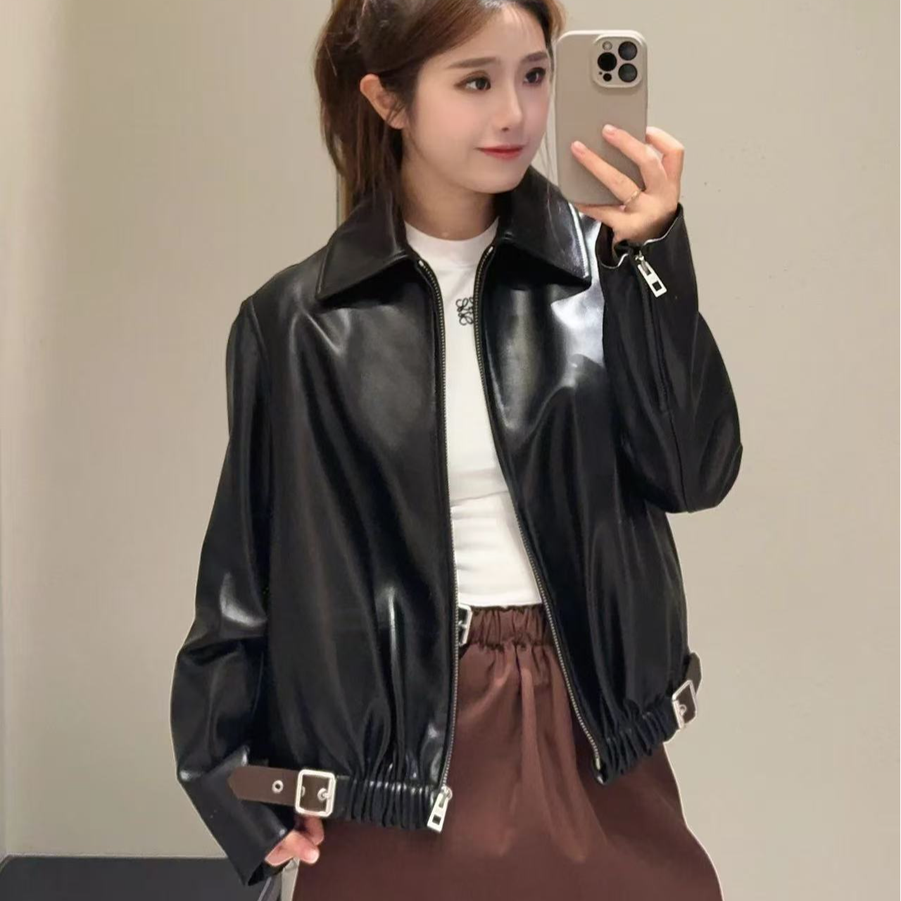 未使用 LOEWE/罗意威 长袖皮夹克