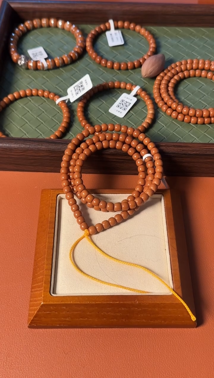 手串橄榄核【168】6.6mm老挝核尖老型108、面无白