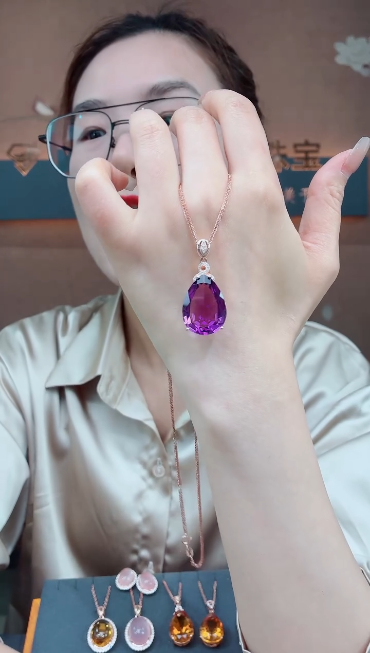 吊坠银S925镶嵌水晶水晶吊坠