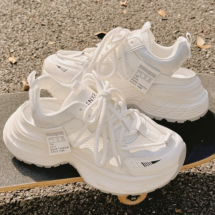 老爹鞋女夏季透气女鞋网面网鞋配裙子的鞋子厚底小白鞋凉鞋运动鞋