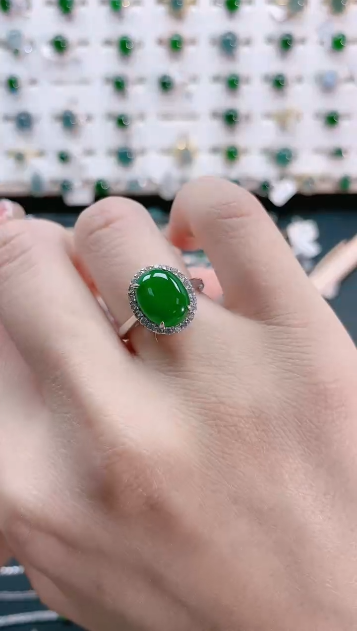 【闪购商品】翡翠戒指银S925镶嵌天然翡翠