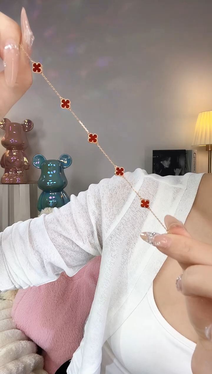 【闪购商品】玛瑙/玉髓手链18K金镶嵌红手链