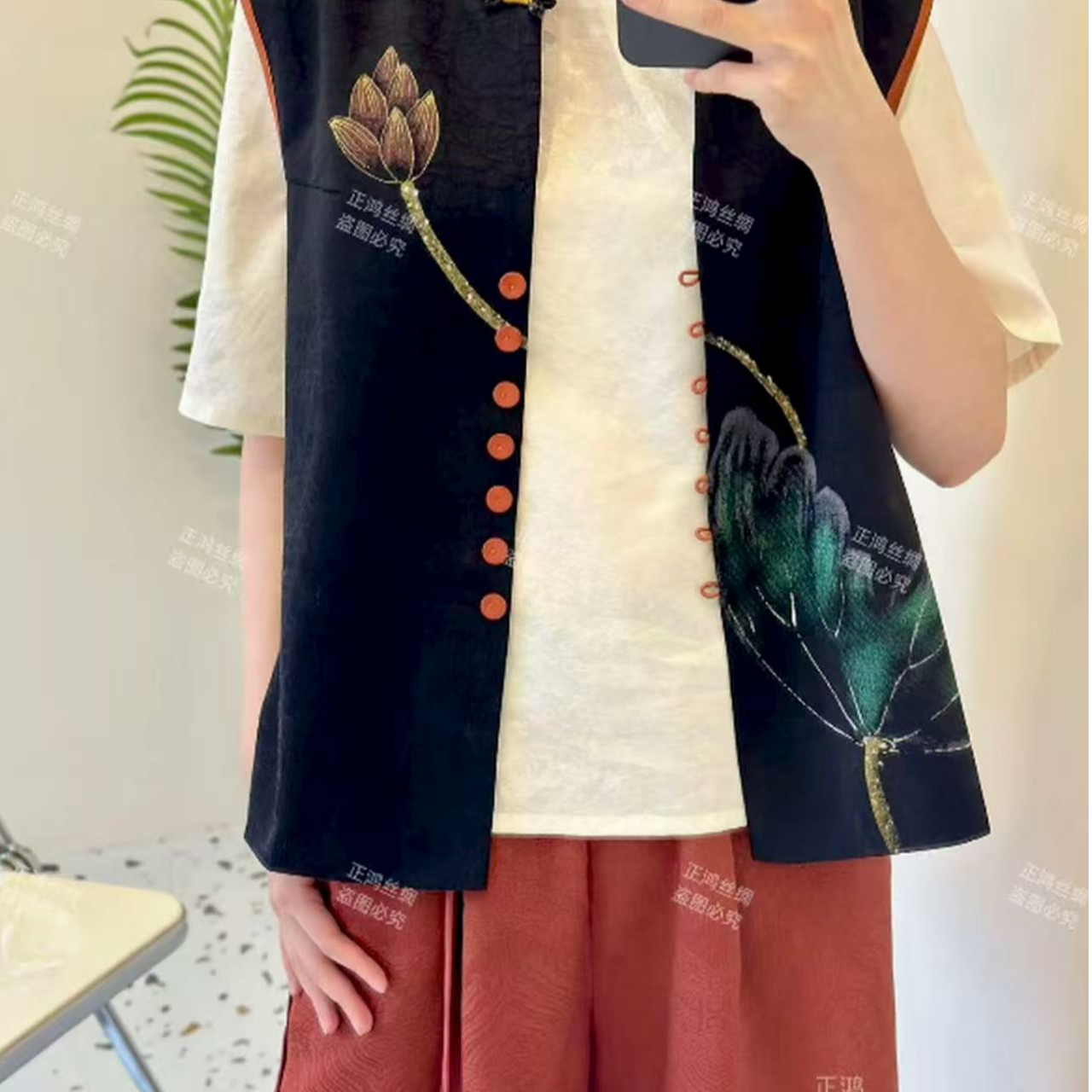 『荷花呈祥』新中式国风复古双面双穿显瘦洋气马甲