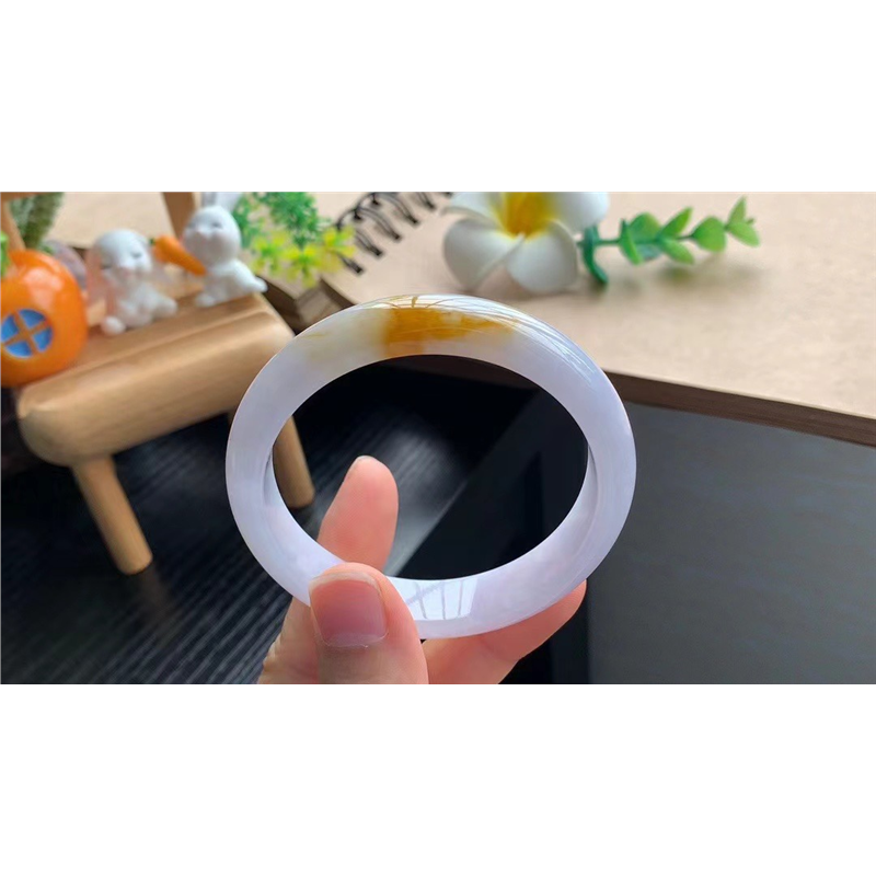 0911批7949号55.5-12.7-7.3明亮的橙黄色颜色 天然翡翠手镯