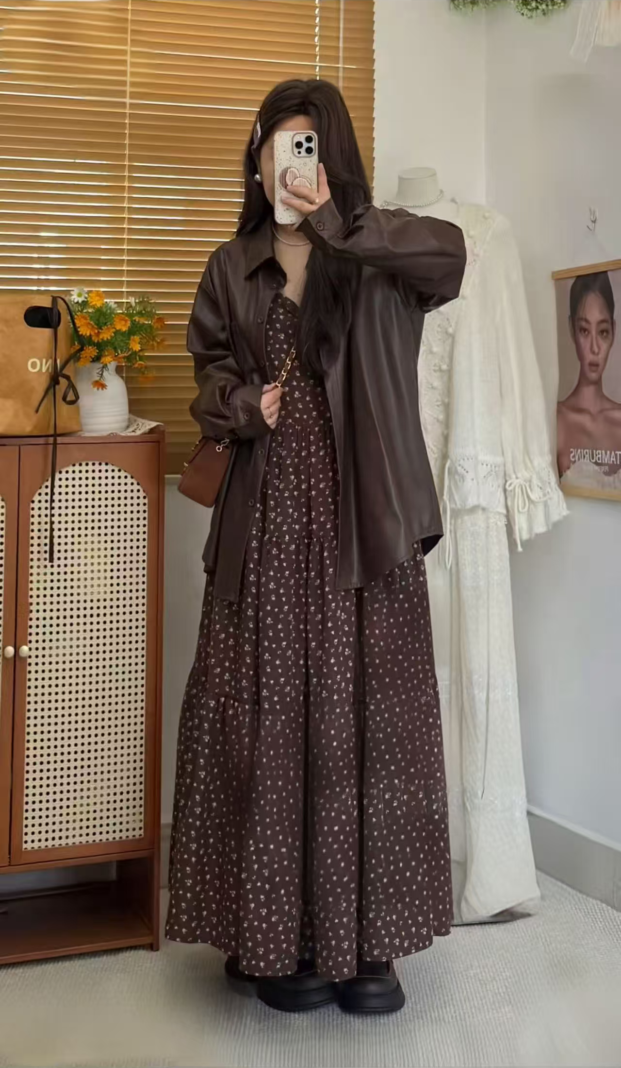大码连衣裙圆点少女风包臀裙长裙时尚套装搭配皮衣99536